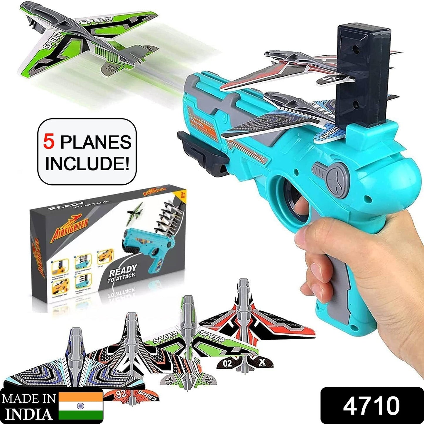 Airplane Launcher Gun Toy With Foam Glider Planes Outdoor Games For Children Best Aeroplane Toys For Kids Air Battle Gun Toys ( 5 Plane Include )