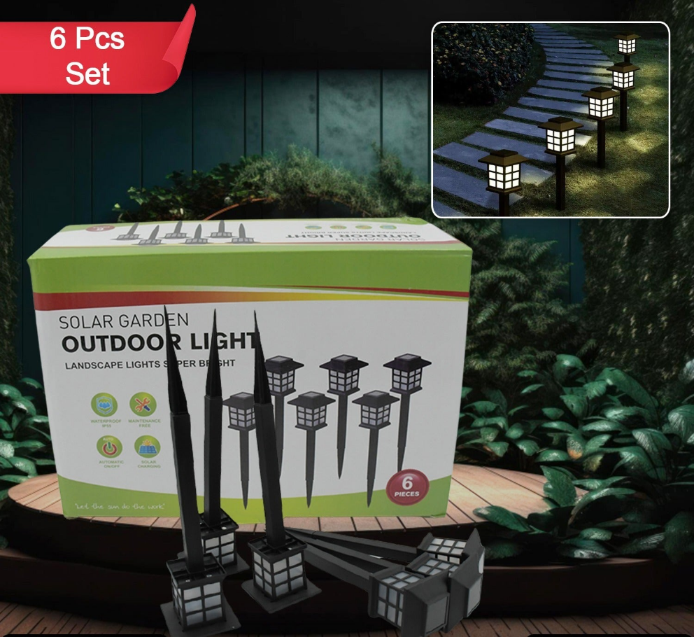 Big Solar Outdoor Lights 6 Pack Waterproof Solar Pathway Lights 10 Hrs Long-lasting Led Landscape Lighting Solar Garden Lights Solar Lights For Walkway Path Driveway Patio Yard  Lawn (6 Pc Set)