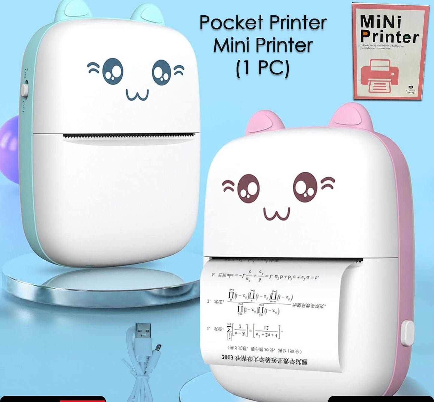 Pocket Mini Printer Mobile Phone Bluetooth Connection Wireless Mini Thermal Printer With Android Or Ios App For Pictures Portable Smart Printercontains 1 Rolls Thermal Paper With Fast Paper Output For Photo Image