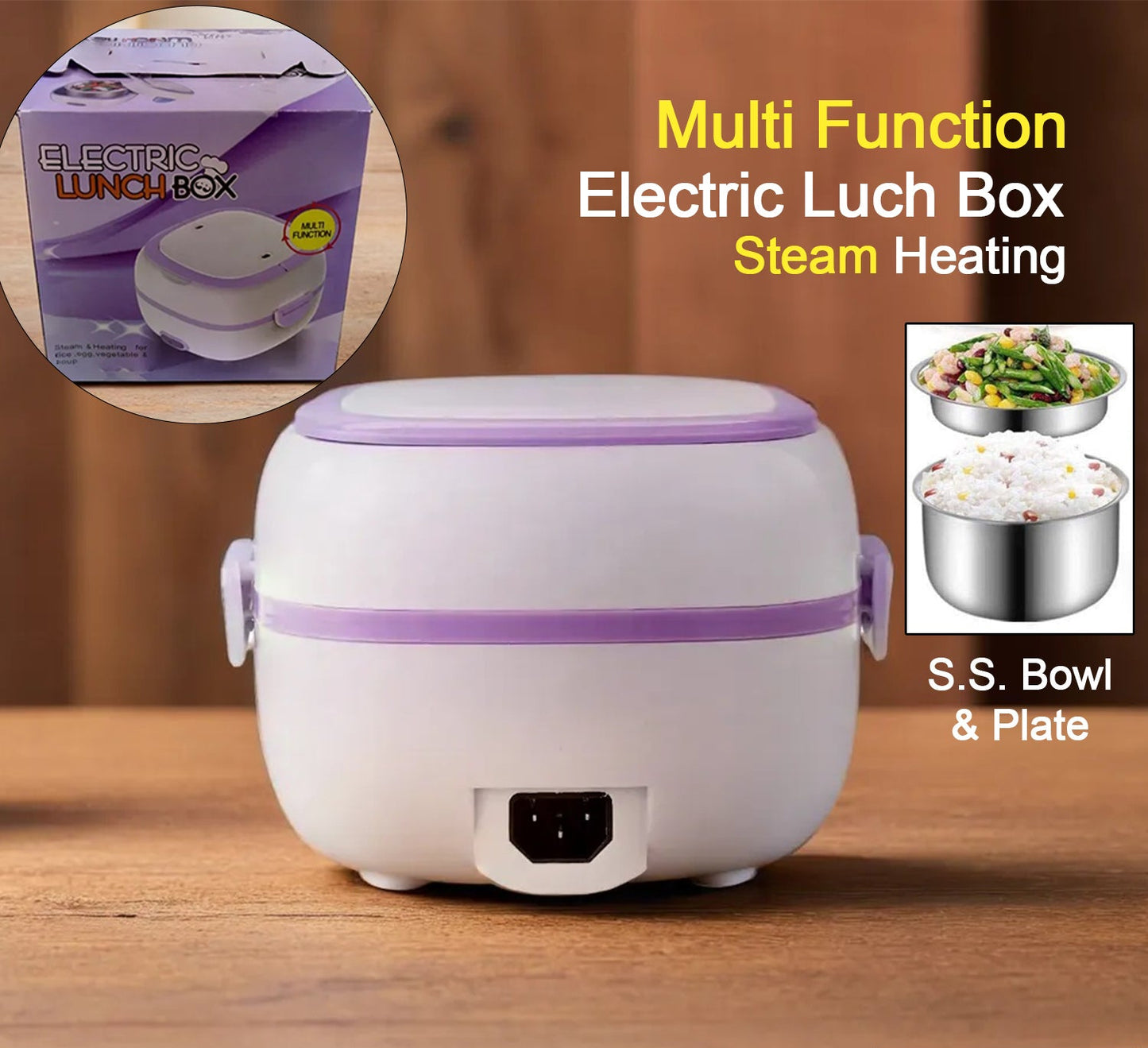 Electric Lunch Box Portable Food Warmer Food Heating Lunch Box Removable Food-grade Stainless Steel Compartments 220v 200w For Car Truck Office