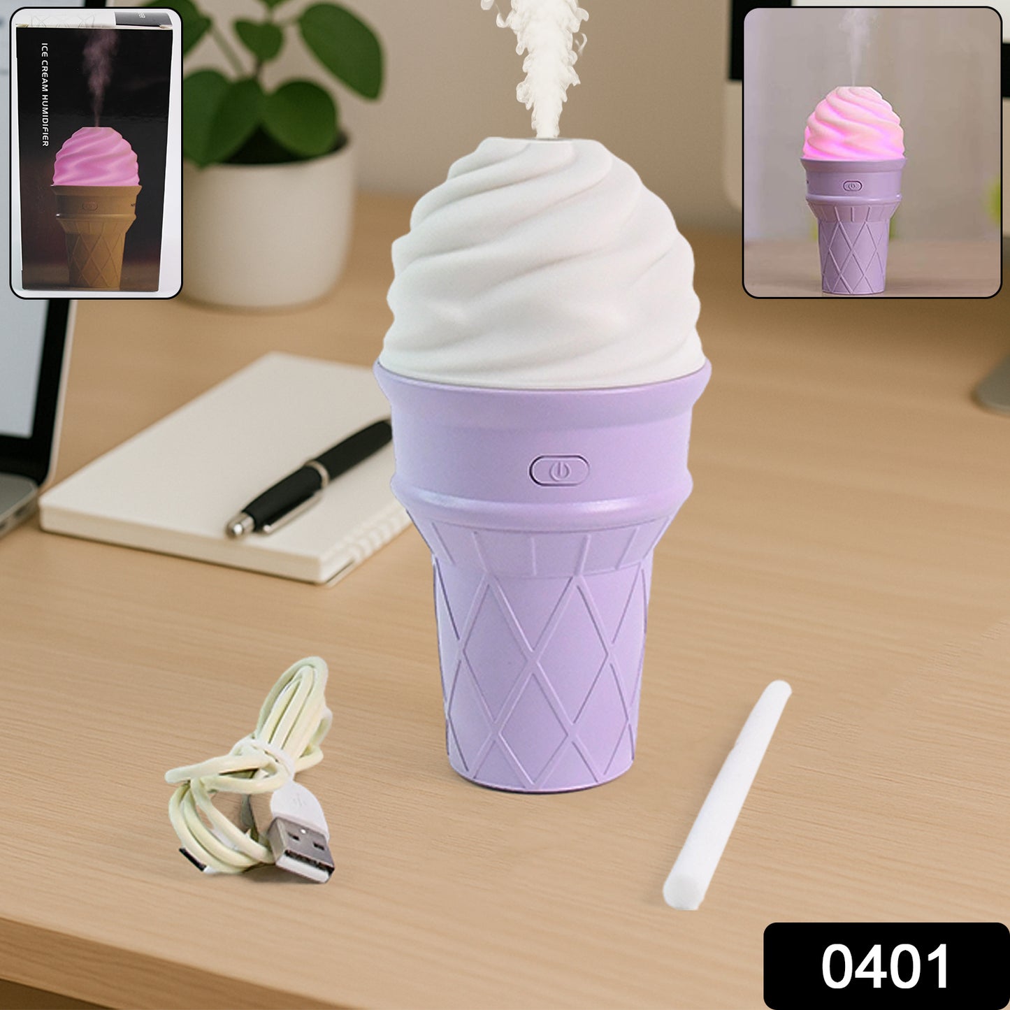 Ice Cream Cone Shape Air Freshener Humidifier (1pc  Purple )