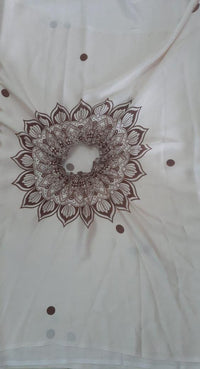 Satin Silk Printed Kaftan Saree With Unstitched Blouse