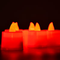 Red Flameless Led Tealights Smokeless Plastic Decorative Candles - Led Tea Light Candle For Home Decoration (Pack Of 24)