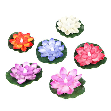 Water Floating Smokeless Candles  Lotus Flowers Sensor Led Tealight For Outdoor And Indoor Decoration - Pack Of 6 Candle Candle (Pack Of 6)