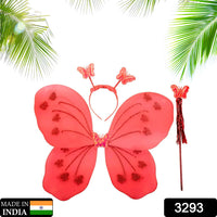 Baby Girls Fairy Nylon Butterfly Wings Costume Butterfly Fairy Angel Wing Wand And Hairband Multi- Color For Party (1pc)