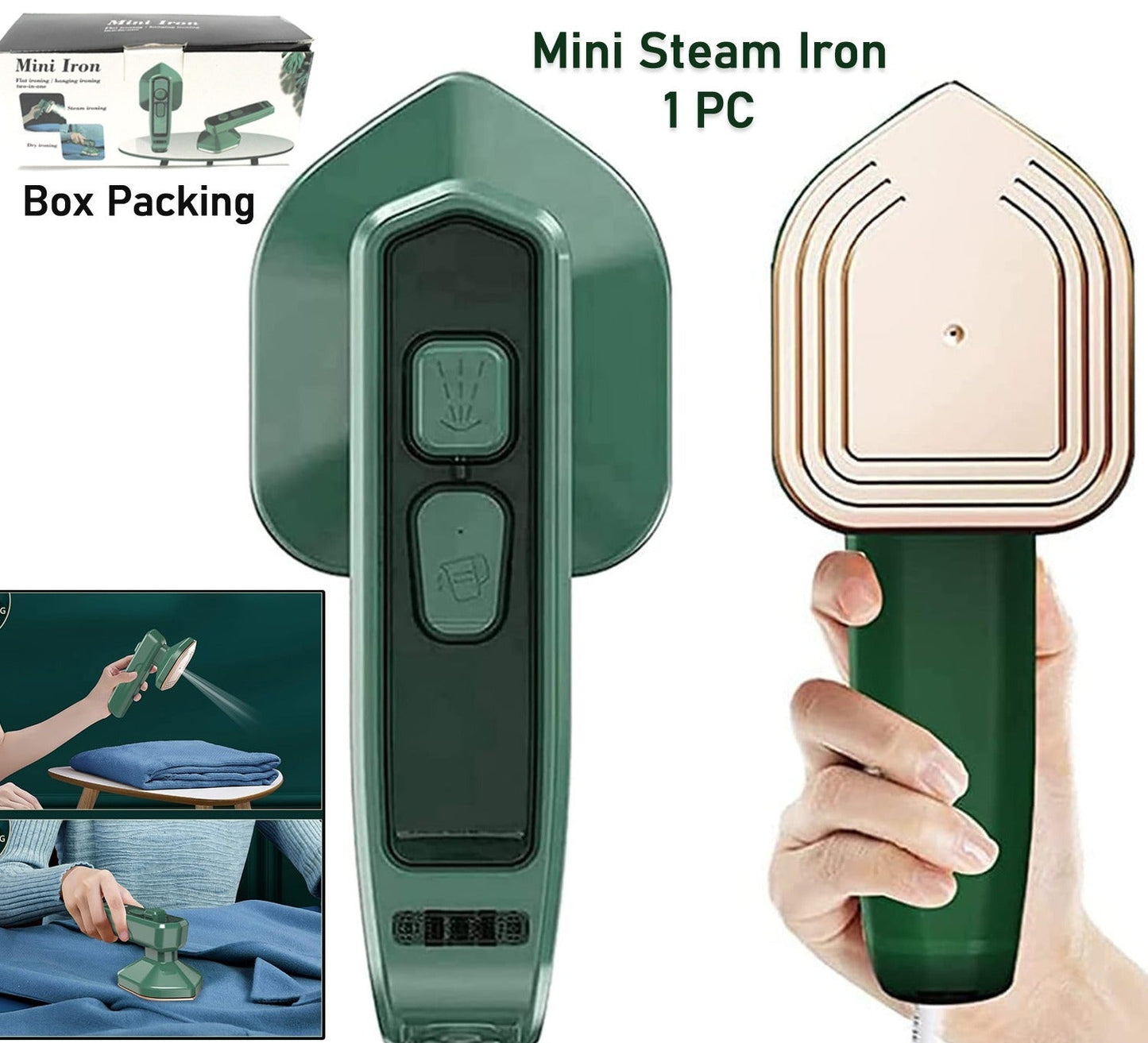 Mini Steam Iron Handheld Garment Steamer For Clothes - (1 Pc)