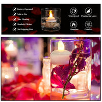Set Of 12 Flameless Floating Candles Battery Operated Tea Lights Tealight Candle - Decorative Wedding.