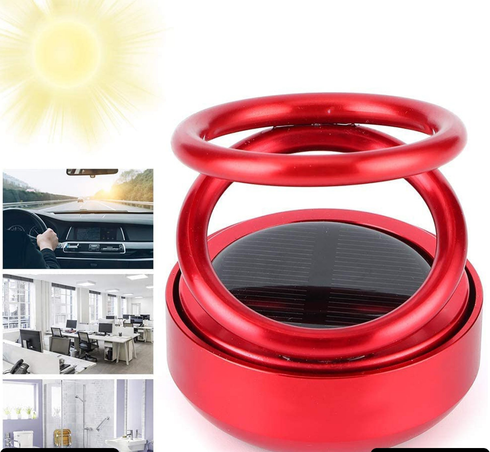 Solar Power Car Aroma Diffuser 360double Ring Rotating Design Car Fragrance Diffuser Car Perfume Air Freshener For Dashboard Home Office