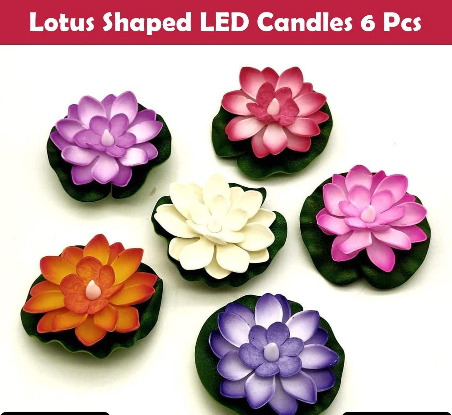 Water Floating Smokeless Candles  Lotus Flowers Sensor Led Tealight For Outdoor And Indoor Decoration - Pack Of 6 Candle Candle (Pack Of 6)