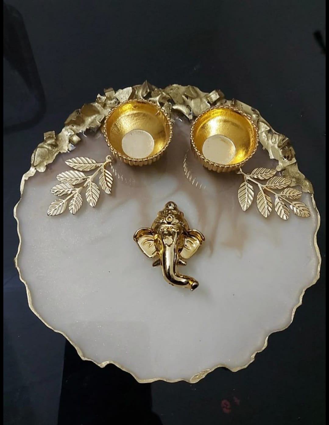 Resin Ganesha Pooja Thali - 6 Inch