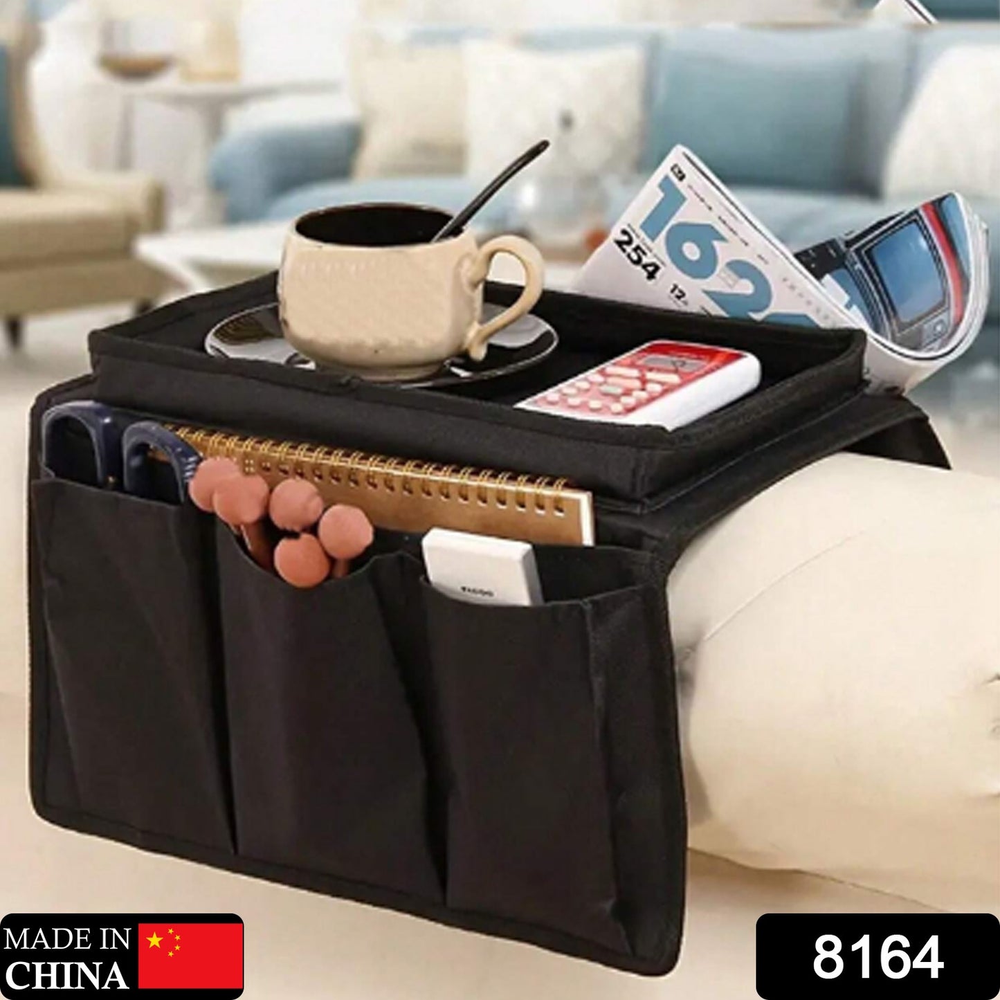 Sofa Arm Rest Hanging Storage Bag (Black)