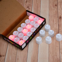 Red Flameless Led Tealights Smokeless Plastic Decorative Candles - Led Tea Light Candle For Home Decoration (Pack Of 24)