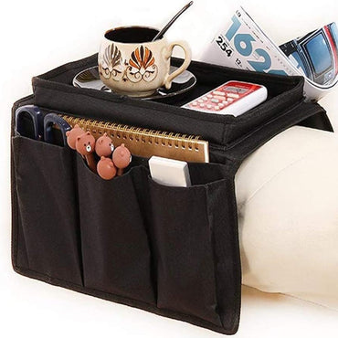 Sofa Arm Rest Hanging Storage Bag (Black)
