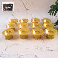 Set Of 12 Water Sensor Led Golden Diyas