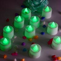 Green Flameless Led Tealights Smokeless Plastic Decorative Candles - Led Tea Light Candle For Home Decoration (Pack Of 24)