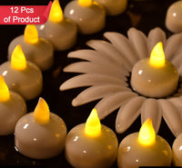 Set Of 12 Flameless Floating Candles Battery Operated Tea Lights Tealight Candle - Decorative Wedding.