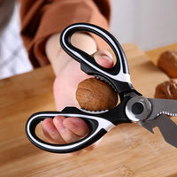 3 In 1 Multi-function Kitchen Household For Vegetables Fruit Cheese  Meat Slices With Bottle Opener Stainless Steel Sea Food Scissor (1 Pc )